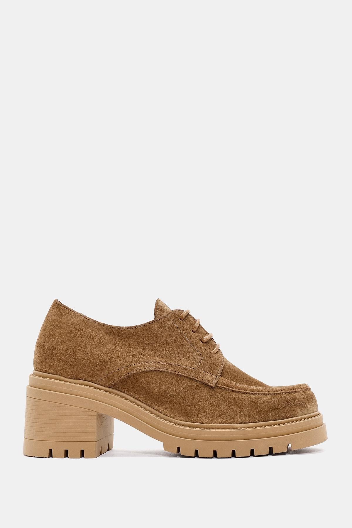 Vintage Kadın Camel Gerçek Deri Loafer