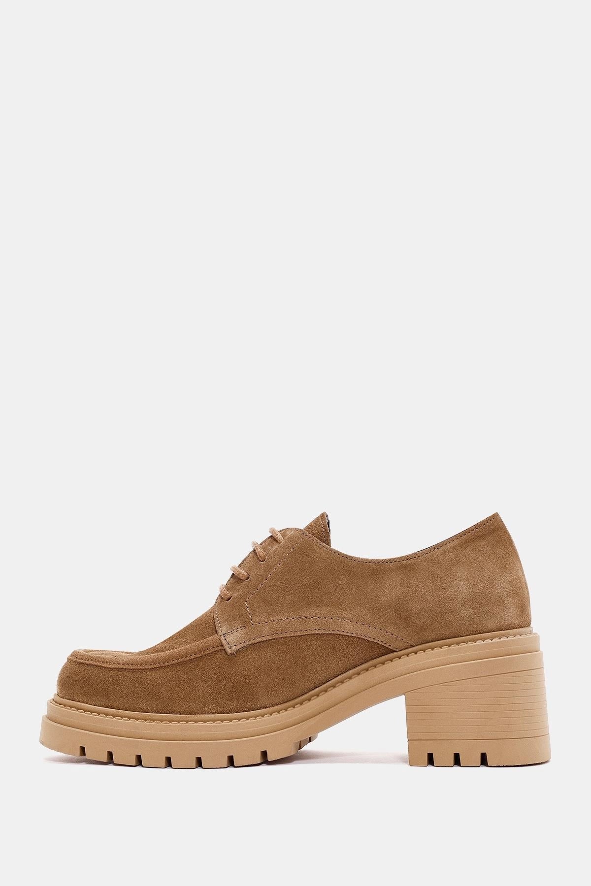 Vintage Kadın Camel Gerçek Deri Loafer