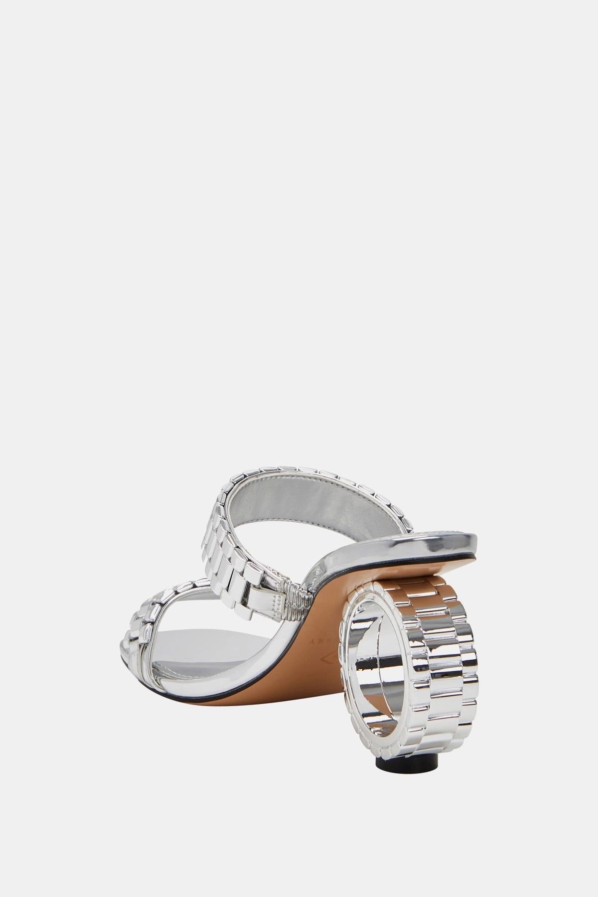 The Linksy Kadın Metalik Gümüş Roleks Topuklu Terlik