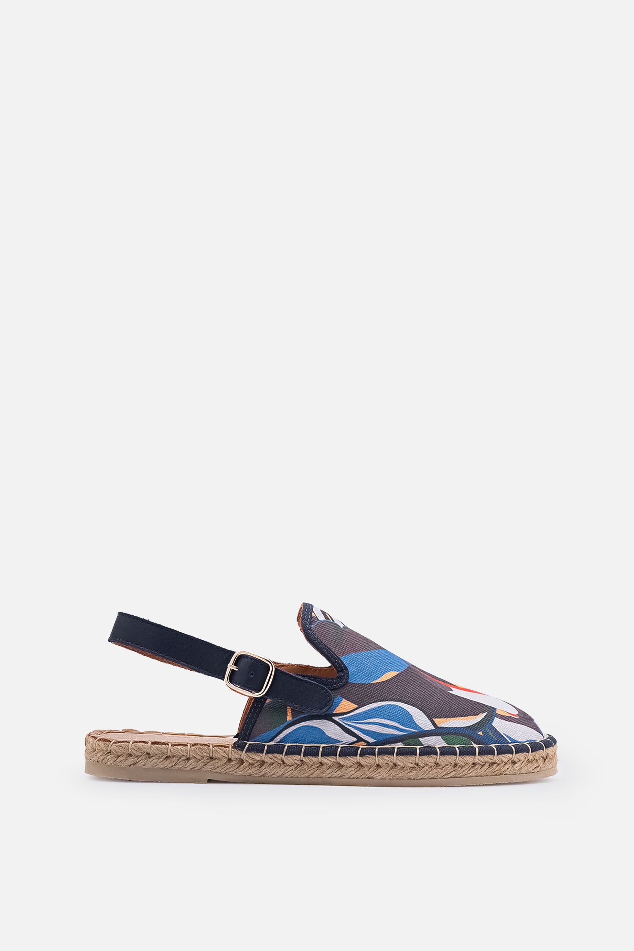 Rozelin Kadın Hakiki Deri & Desenli Tekstil Espadril Sandalet