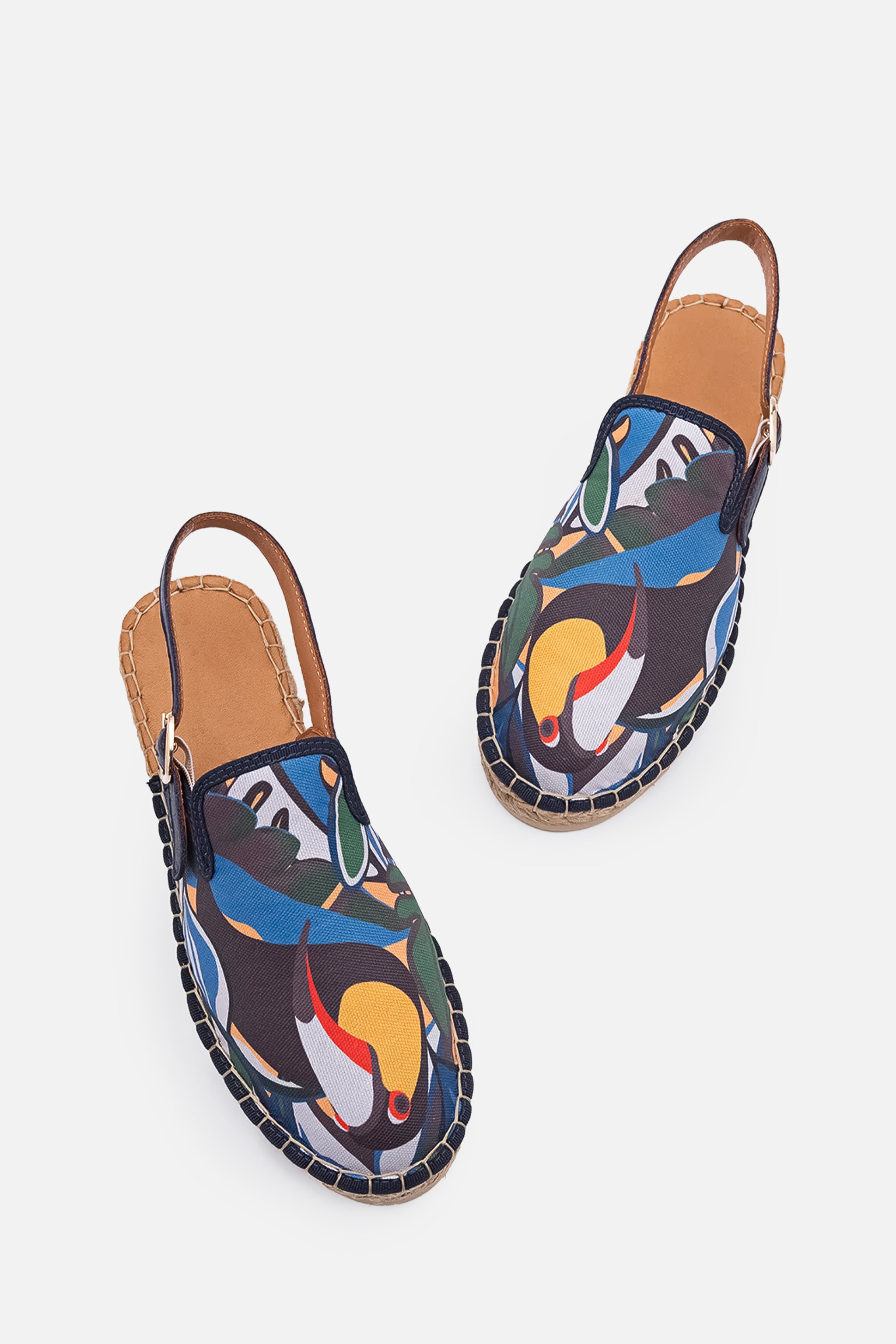 Rozelin Kadın Hakiki Deri & Desenli Tekstil Espadril Sandalet