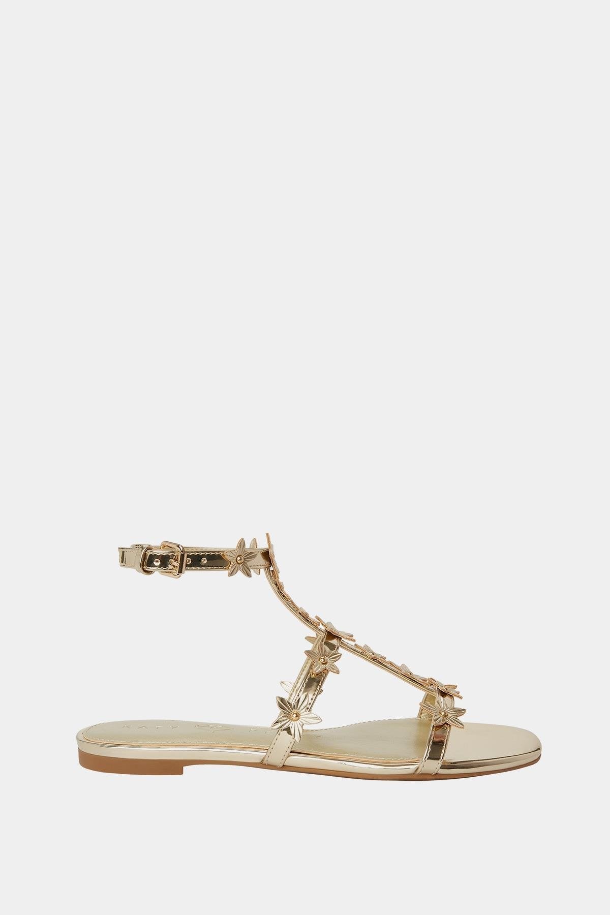 The Halie Gladiator Kadın Şampanya Çiçekli Sandalet