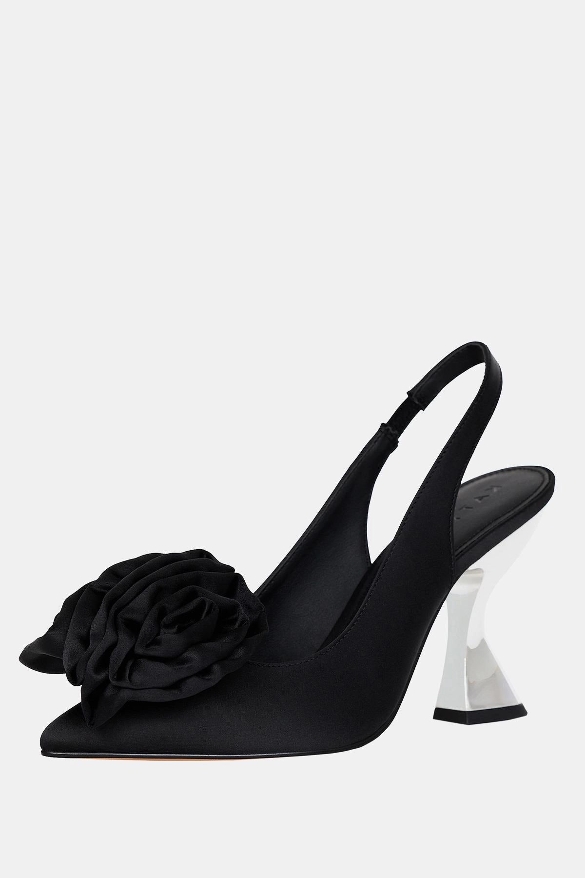 The Laterr Hıgh Kadın Siyah Çiçek Detaylı Topuklu Ayakkabı