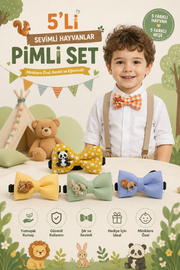 Sevimli Hayvanlar 5'li Çocuk Papyon Seti