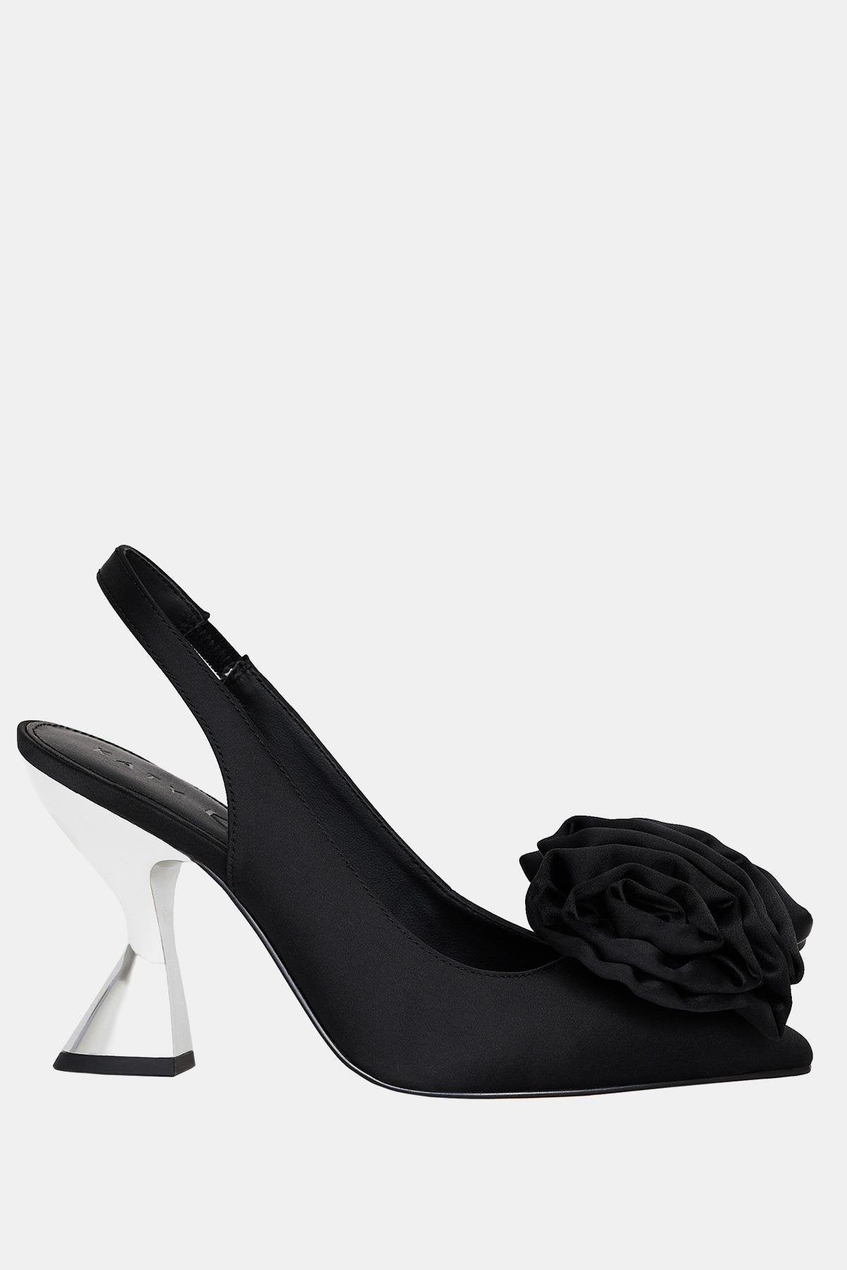 The Laterr Hıgh Kadın Siyah Çiçek Detaylı Topuklu Ayakkabı