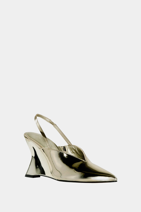 The Trendygurl Slingback Wedge Kadın Şampanya Dolgu Topuk Sandalet