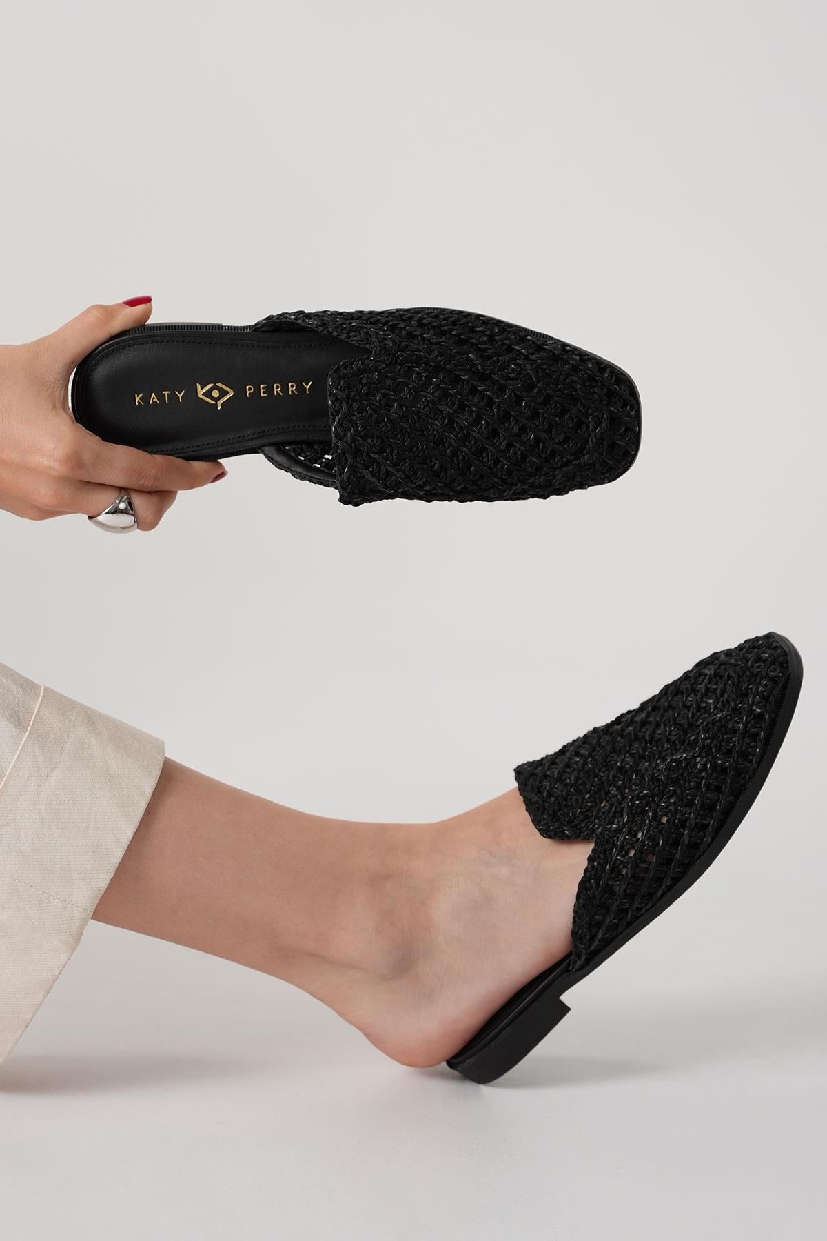 The Woven Kadın Siyah Hasır Terlik