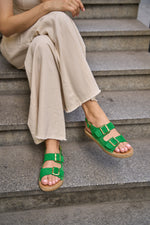 Mary Yeşil Hakiki Süet Deri Sandalet