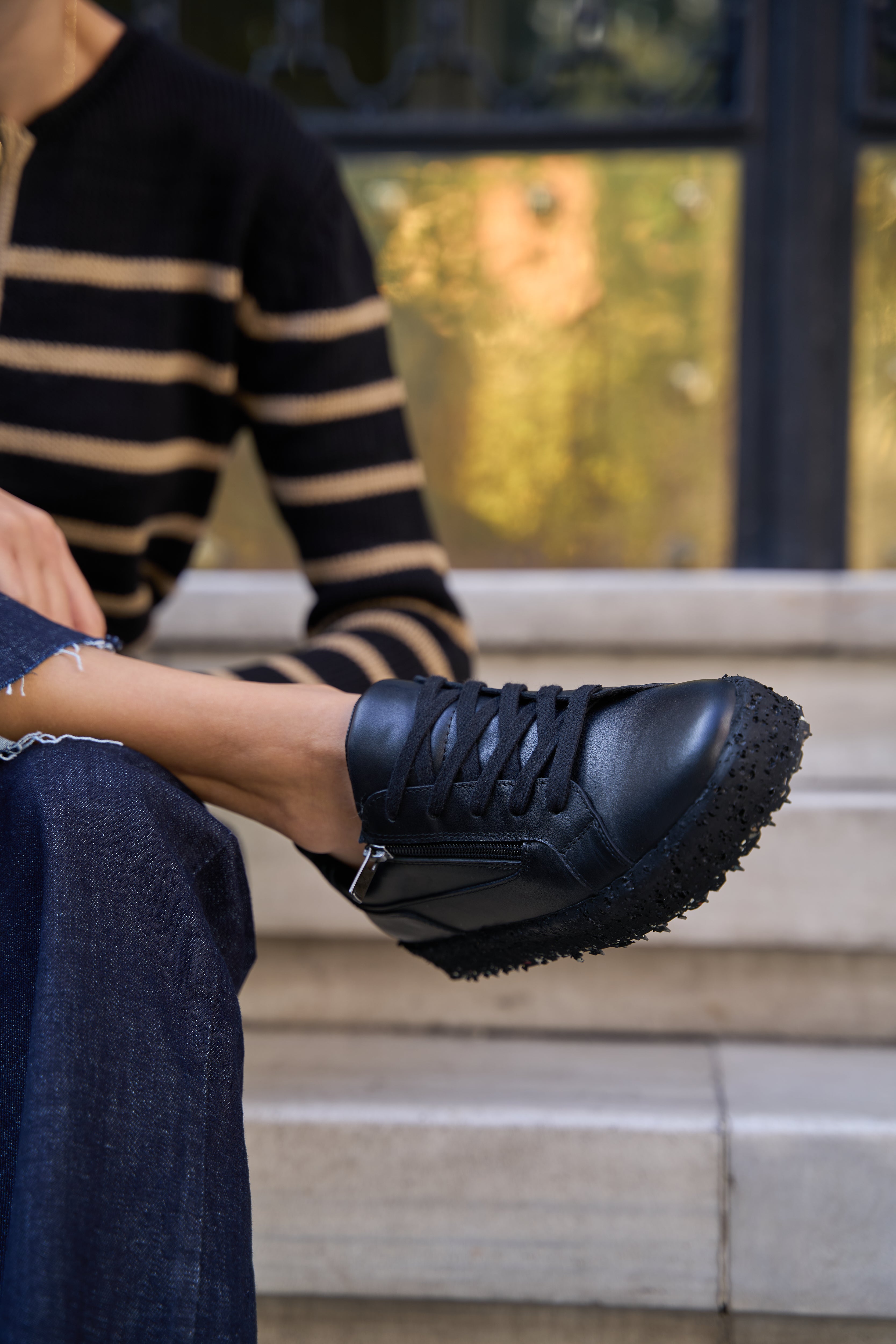 Briar Kadın Siyah Hakiki Deri Sneaker