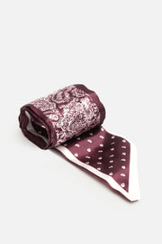 Burgundy Paisley Saten Desenli Fular