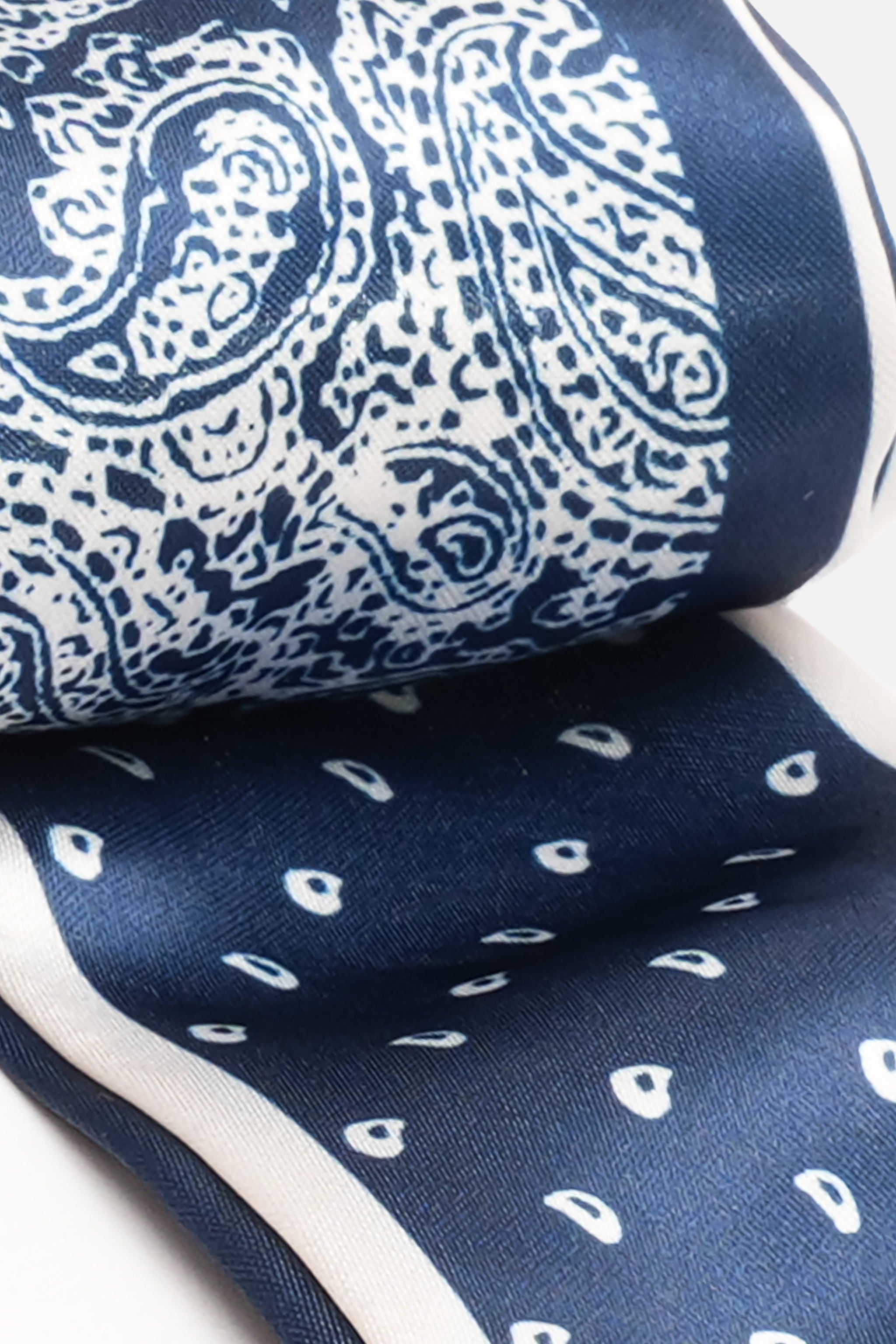 Navy Paisley Saten Desenli Fular