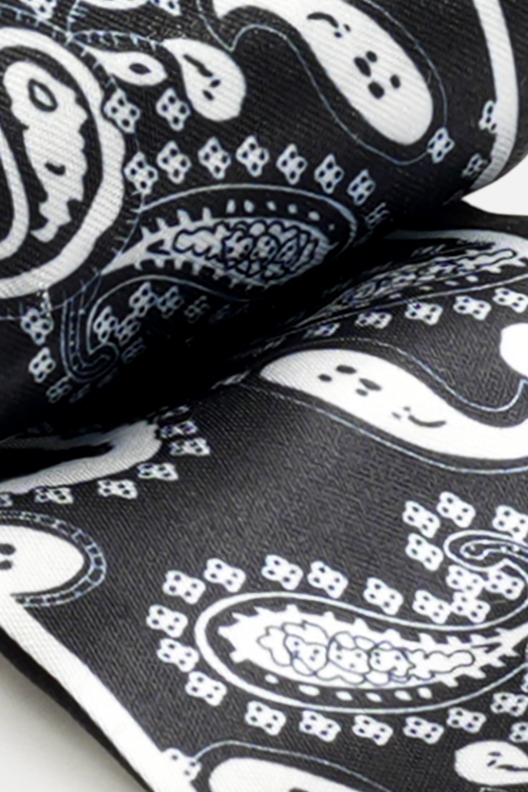 Black Paisley Saten Desenli Fular