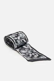 Black Paisley Saten Desenli Fular