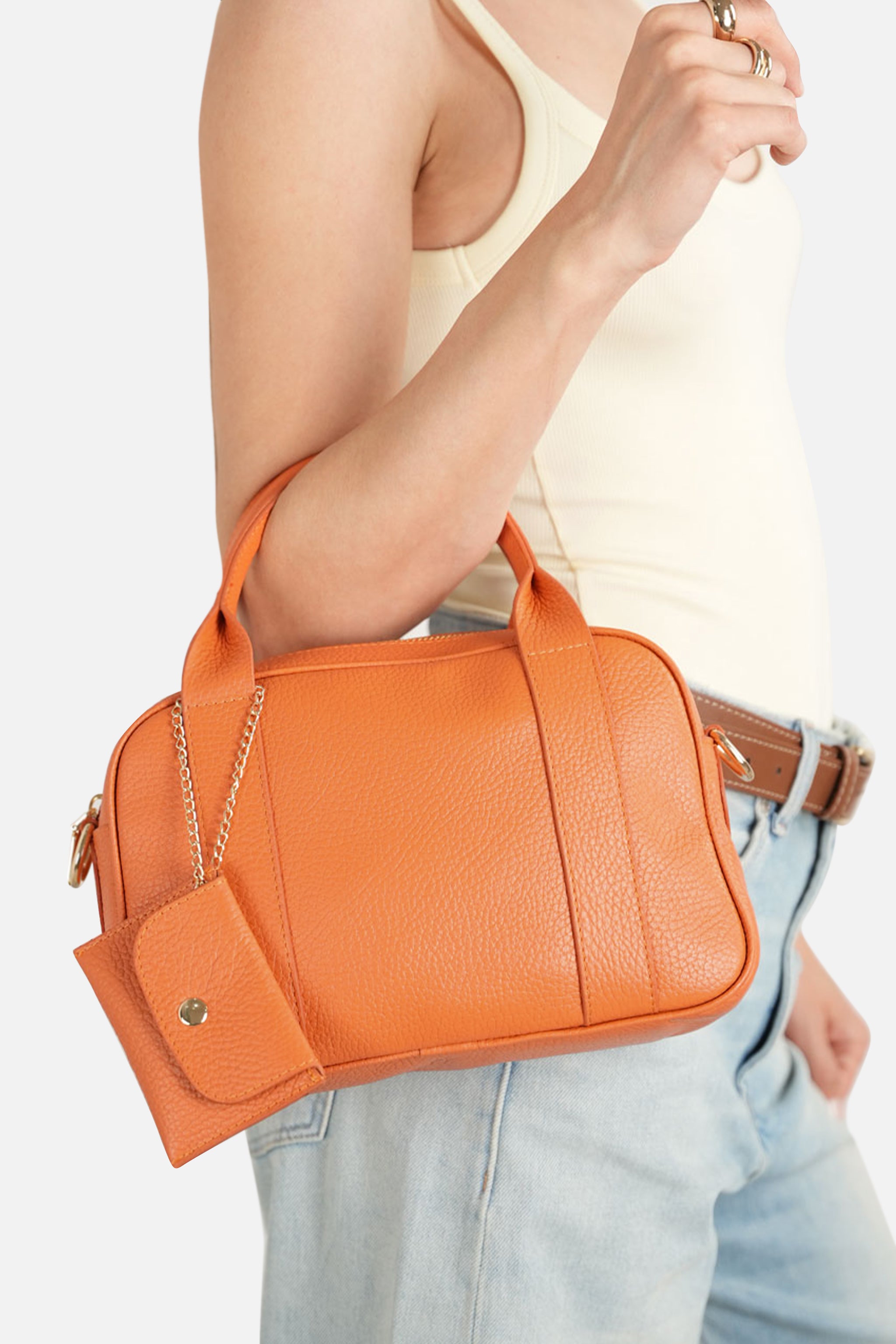 Orange Getaway D【美品】 Velura Hakiki Deri Kadın El ve Omuz Çantası – BESTYLE