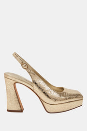 The Square Sling Kadın Altın Topuklu Ayakkabı
