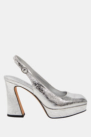 The Square Sling Kadın Gümüş Topuklu Ayakkabı