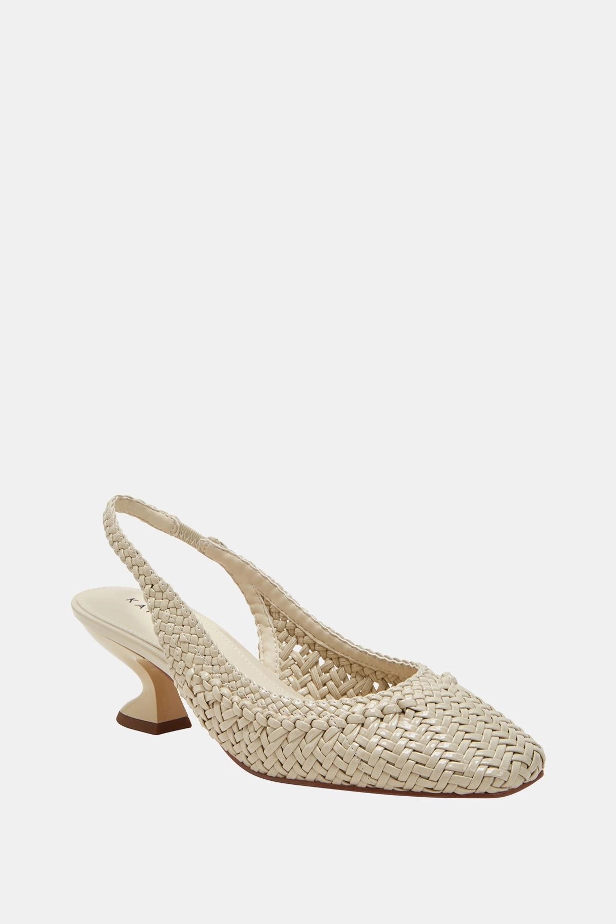 The Laterr Woven Kadın Krem Hasır Metal Topuklu Ayakkabı