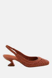 The Laterr Woven Kadın Kahverengi Hasır Metal Topuklu Ayakkabı