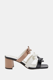 The Tooliped Bow Kadın Pembe Turuncu Kahverengi Topuklu Terlik