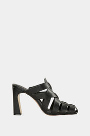 The Puebla Fisherman Mule Kadın Siyah Bantlı Topuklu Terlik