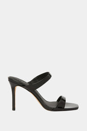 Analia Siyah Çift Bantlı Kadın İnce Topuklu Terlik
