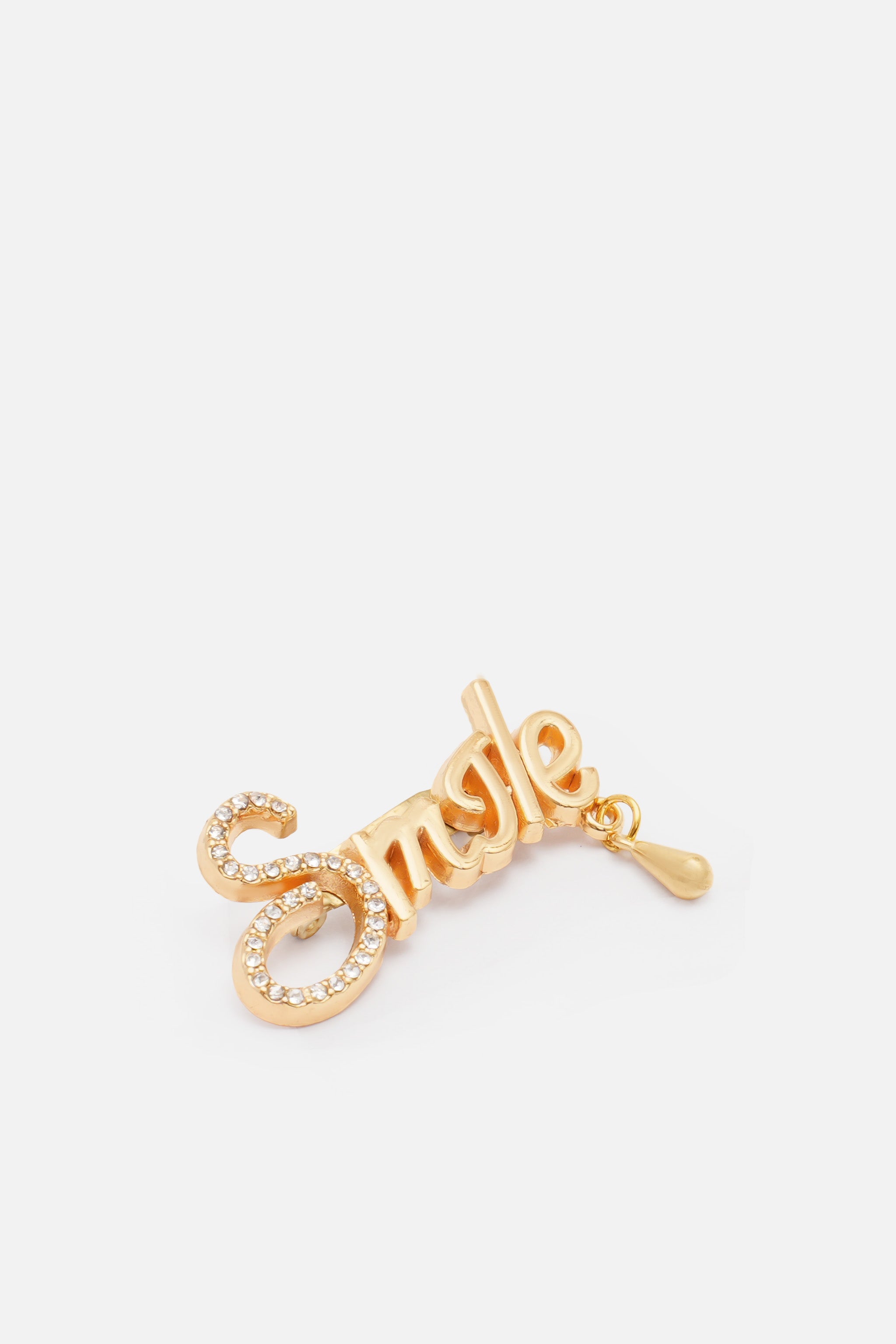 Smile Yazılı Taşlı Gold Ayakkabı Aksesuarı