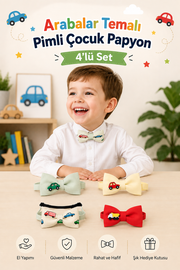 4'lü Arabalar Temalı Çocuk Papyon Set