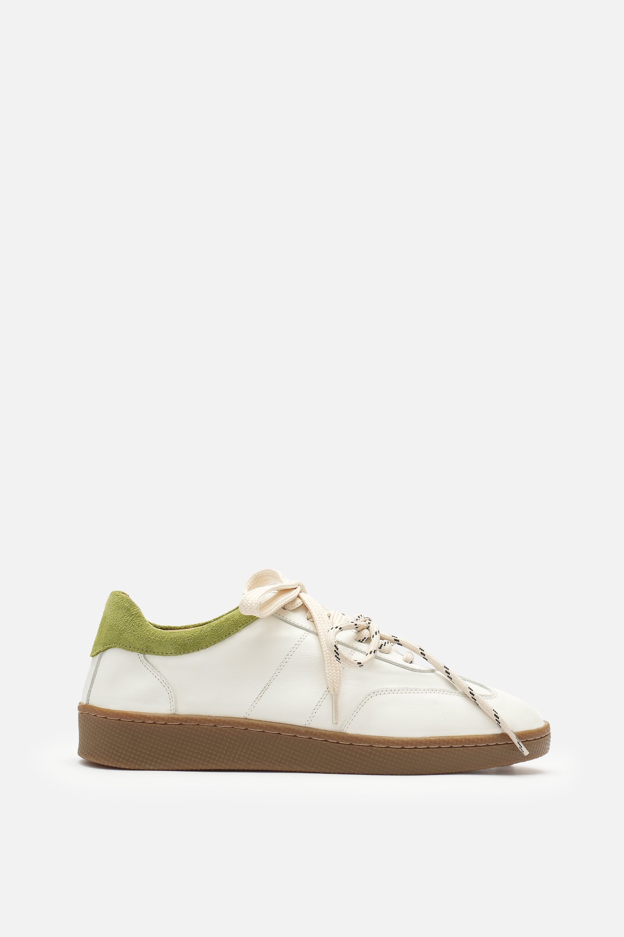 Miu Court Hakiki Süet Deri Beyaz-Yeşil Sneaker