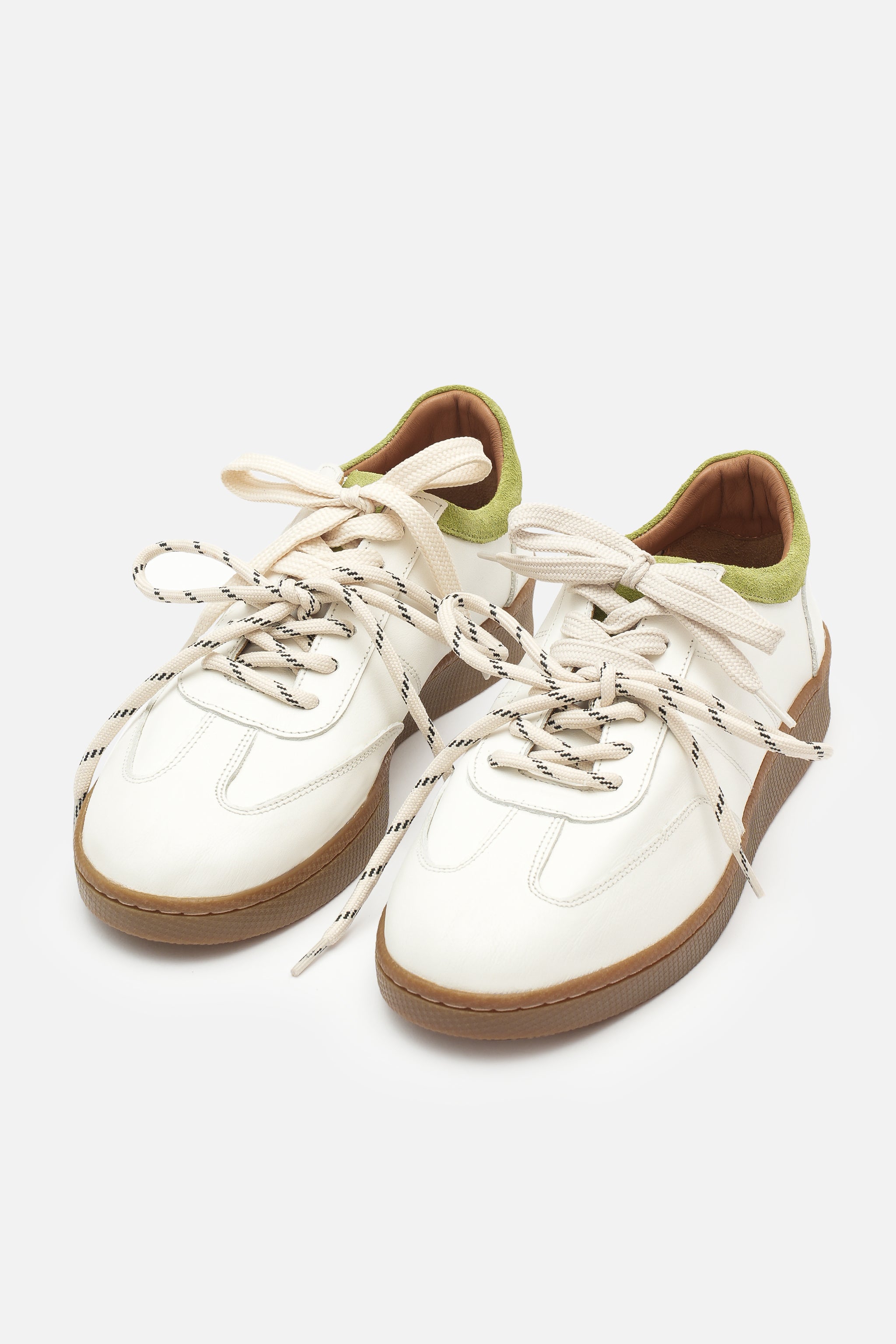 Miu Court Hakiki Süet Deri Beyaz-Yeşil Sneaker