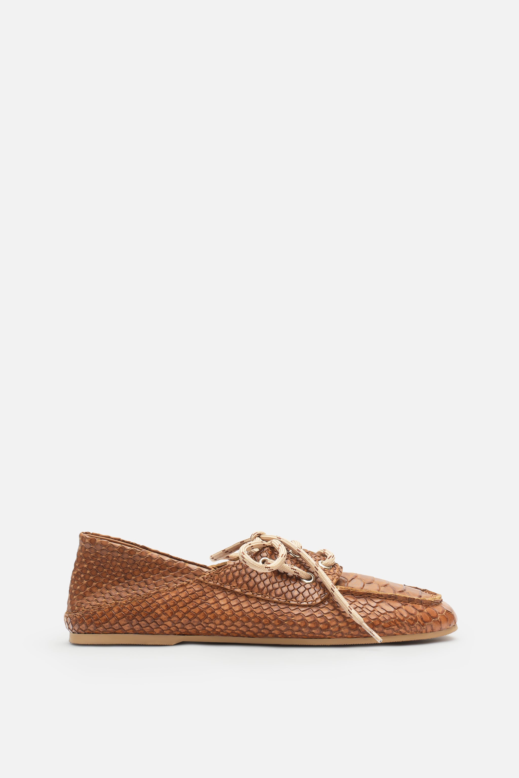 Croco Lace Up Hakiki Deri Tarçın Makosen
