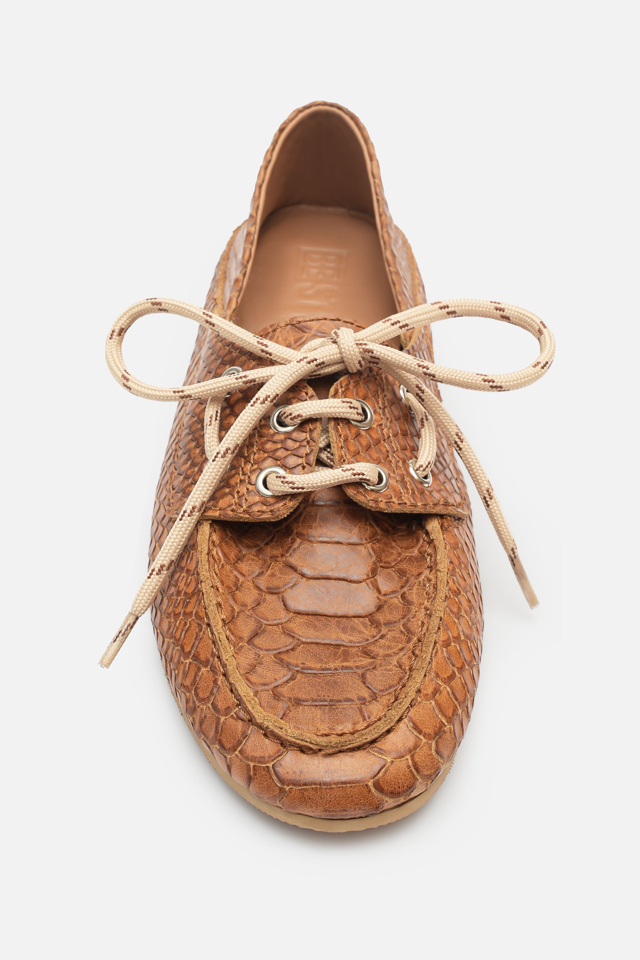 Croco Lace Up Hakiki Deri Butter Yellow Makosen