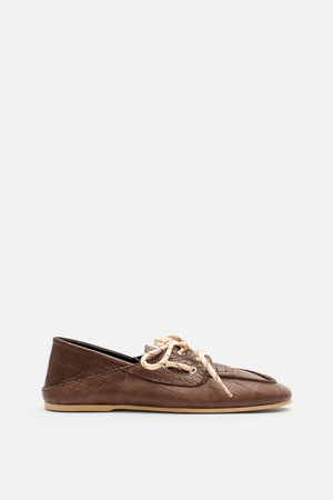 Croco Lace Up Hakiki Deri  Makosen