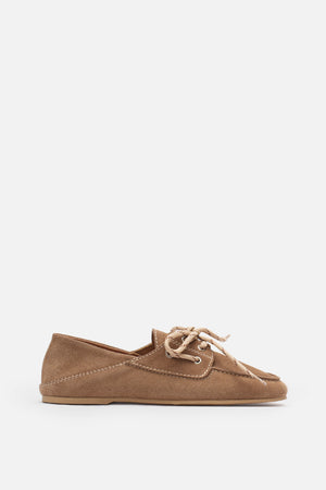 Croco Lace Up Hakiki Deri Bej Süet Makosen