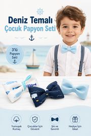 3'lü Deniz Temalı Çocuk Papyon Seti