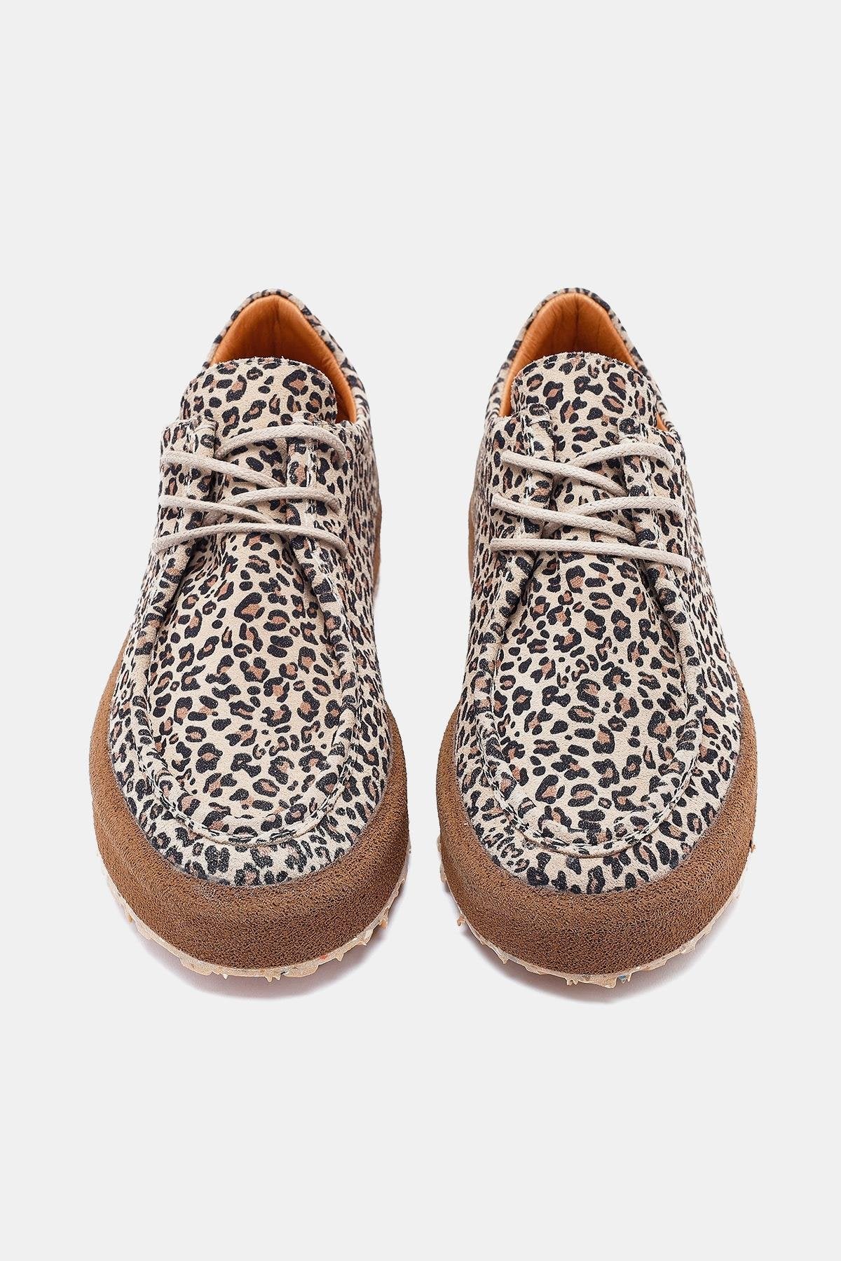 Paris Kadın Siyah Leopar Gerçek Deri Sneaker