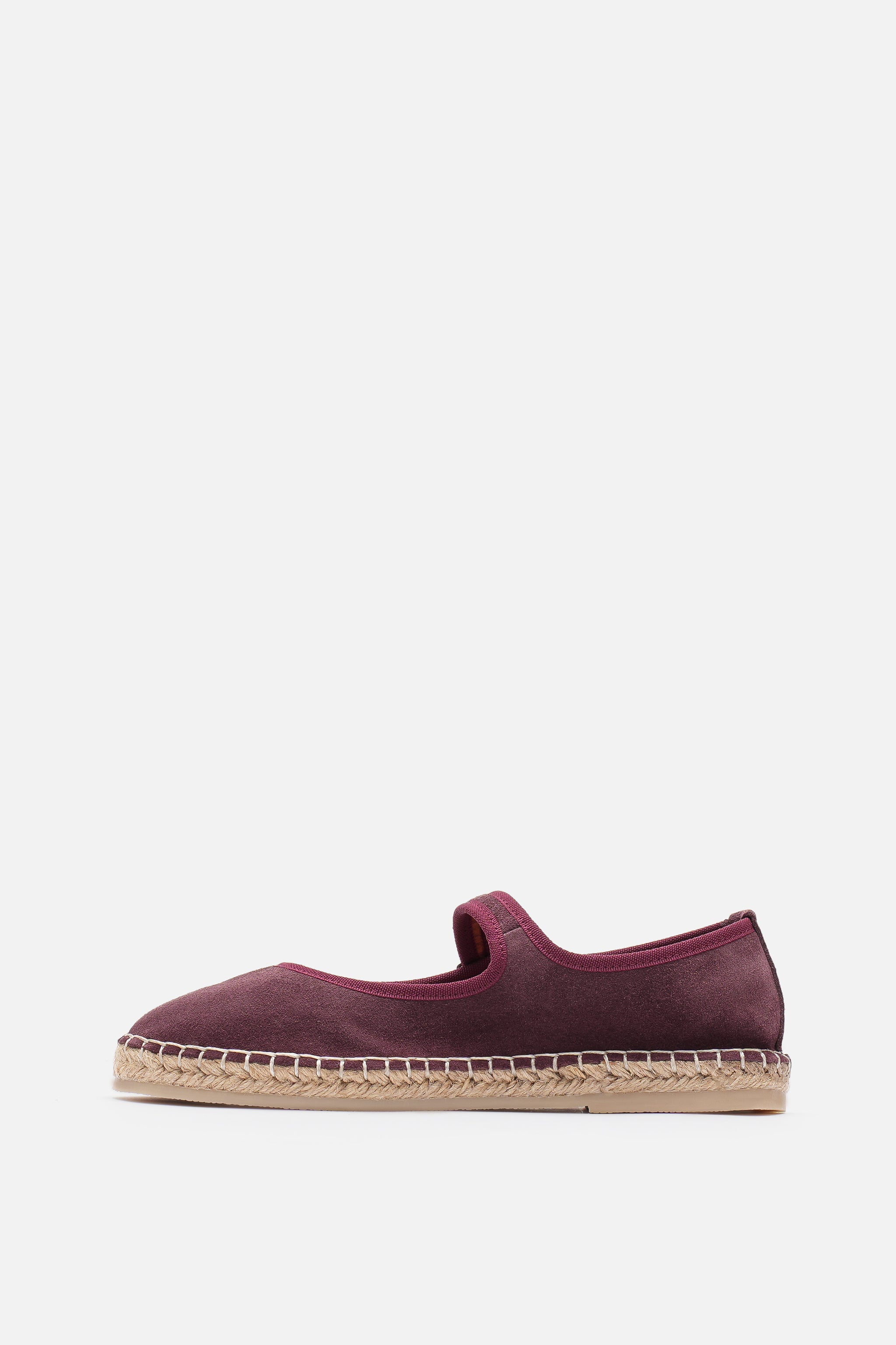 Flabelus Mary Jane Hakiki Deri Bordo Süet Espadril