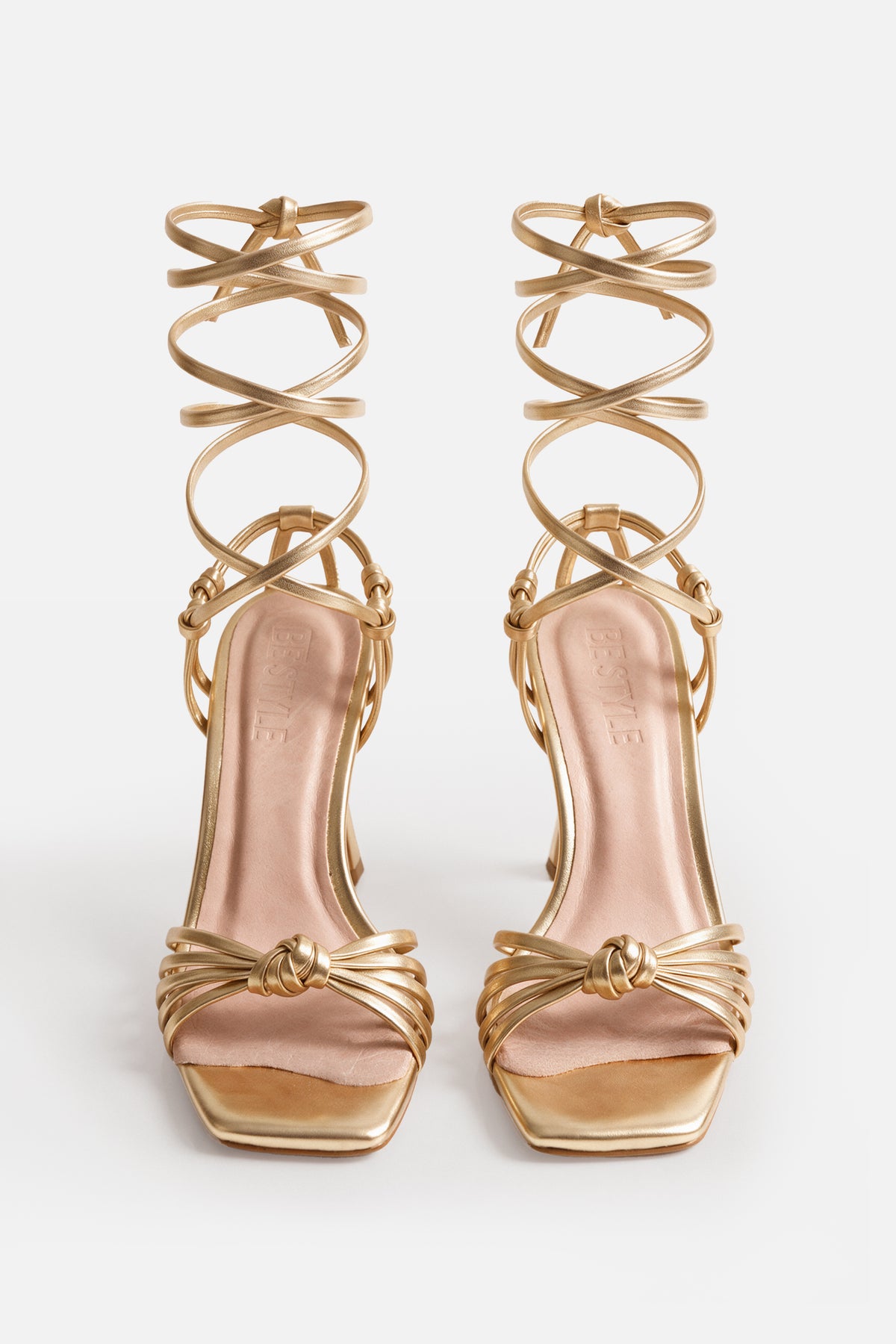 Wrap Bağcıklı Topuklu Gold Sandalet