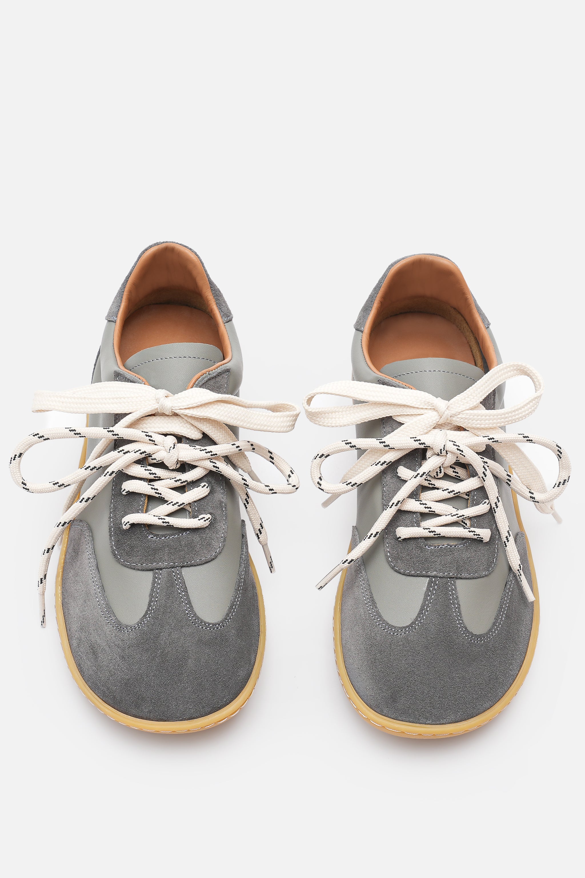 Miu Ballerina Kadın Çift Bağcıklı Hakiki Süet Deri Gri Sneaker