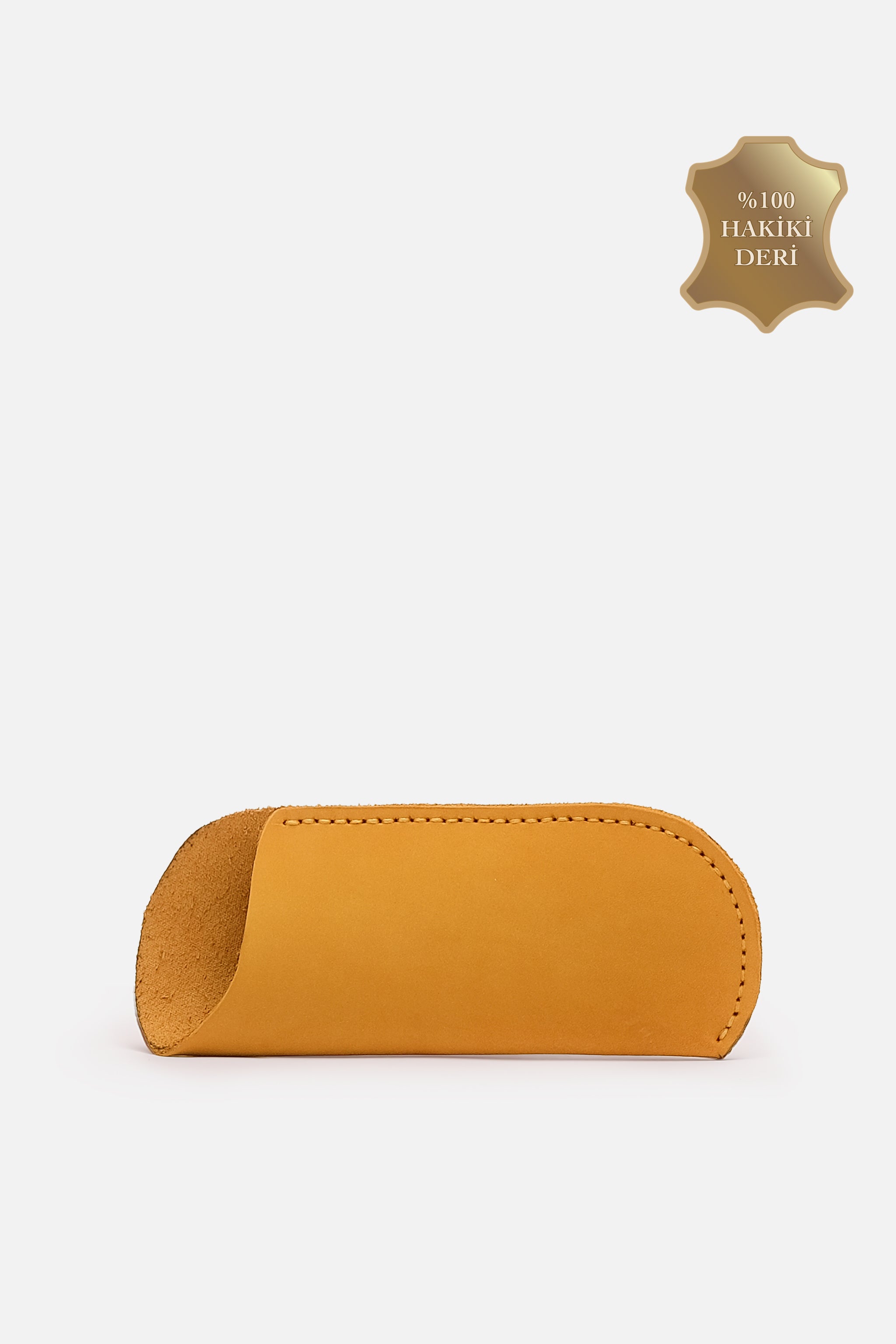 جراب نظارات Tangerine Glow مصنوع يدويًا من الجلد الطبيعي 100% بنقشة جلدية ولون أصفر