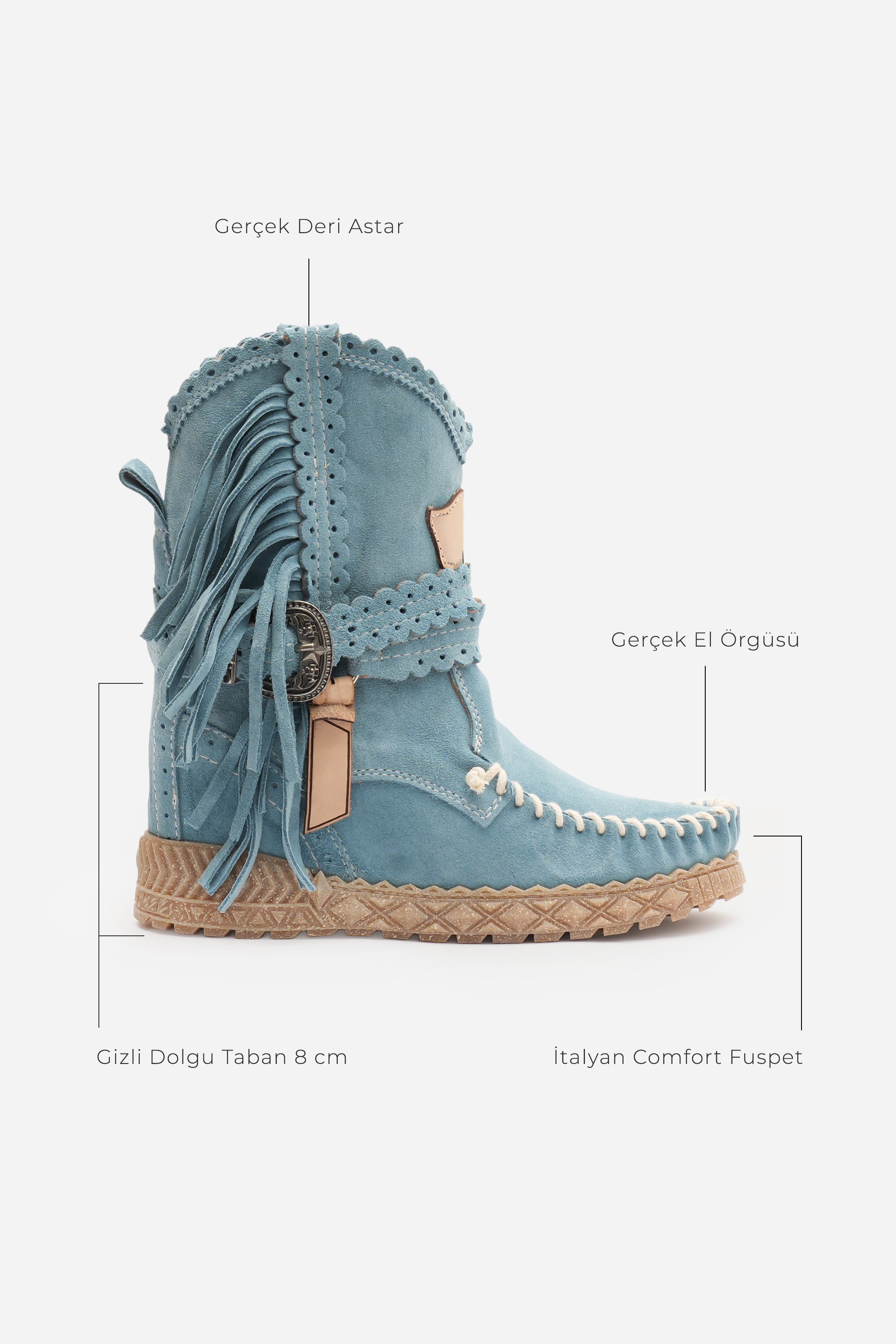 Bestyle Look Festival Bot Gizli Topuklu Baby Blue