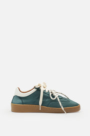 Miu Court Hakiki Deri Petrol Yeşili Sneaker