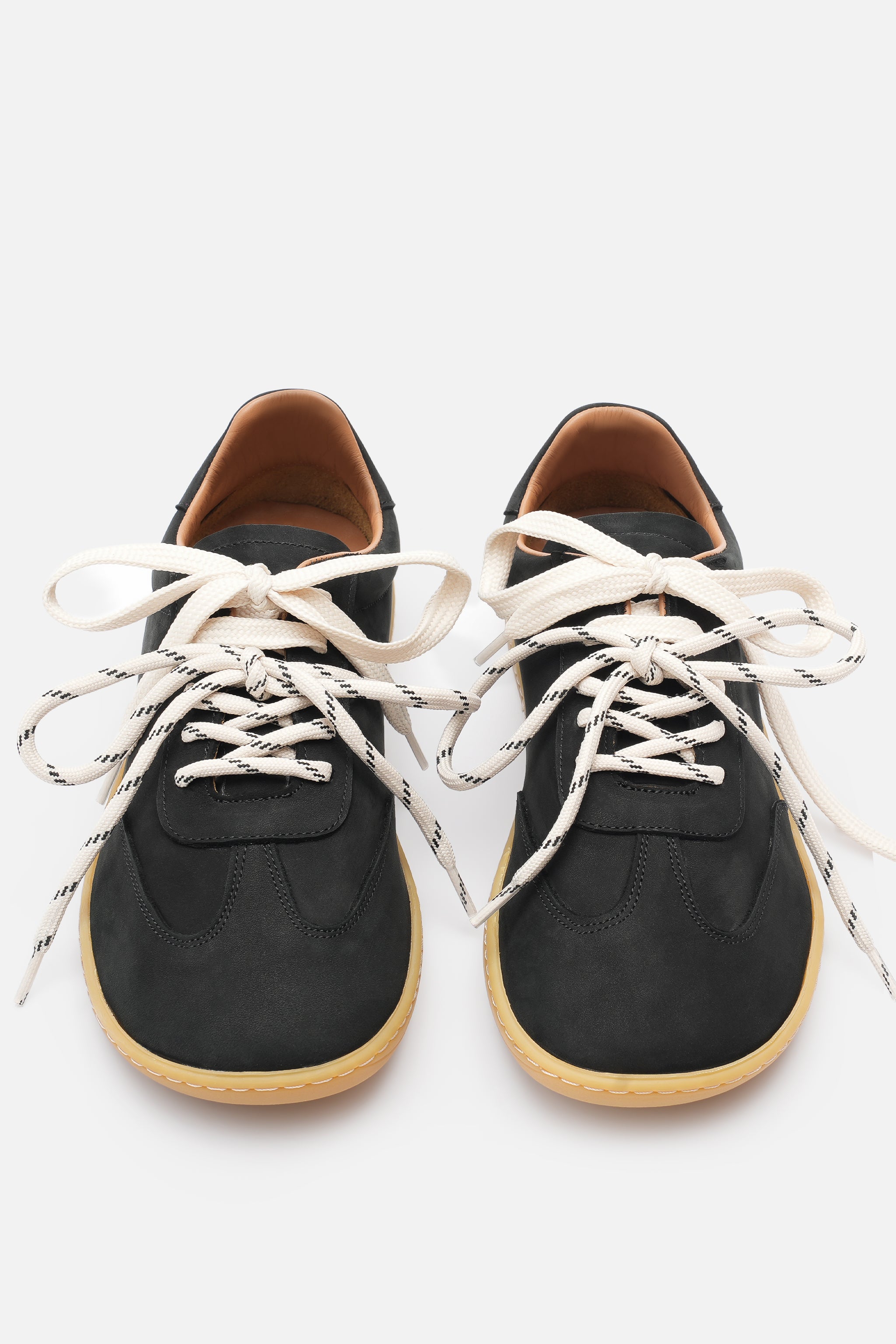 Miu Ballerina Kadın Çift Bağcıklı Hakiki Nubuk Deri Siyah Sneaker