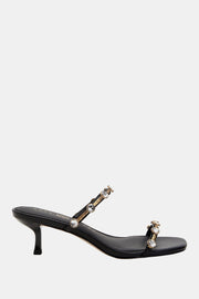 The Ladie Gemstone Kadın Siyah Taşlı Topuklu Terlik