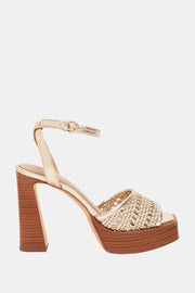 The Steady Ankle Strap Kadın Altın Hasır Topuklu Sandalet