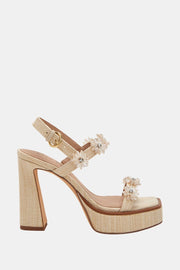 The Steady Kadın Naturel Çiçekli Topuklu Sandalet