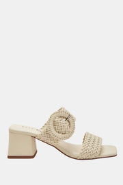 The Gemm Woven Kadın Krem Topuklu Terlik