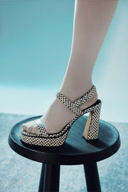 The Steady Kadın Siyah Beyaz Topuklu Sandalet