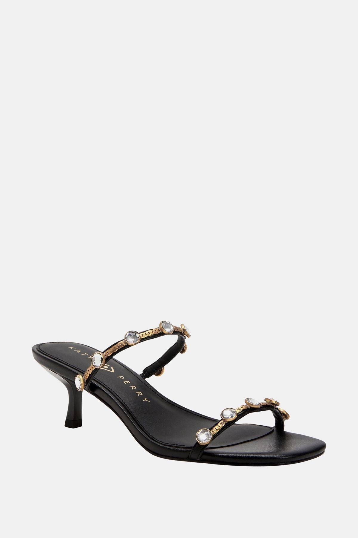 The Ladie Gemstone Kadın Siyah Taşlı Topuklu Terlik