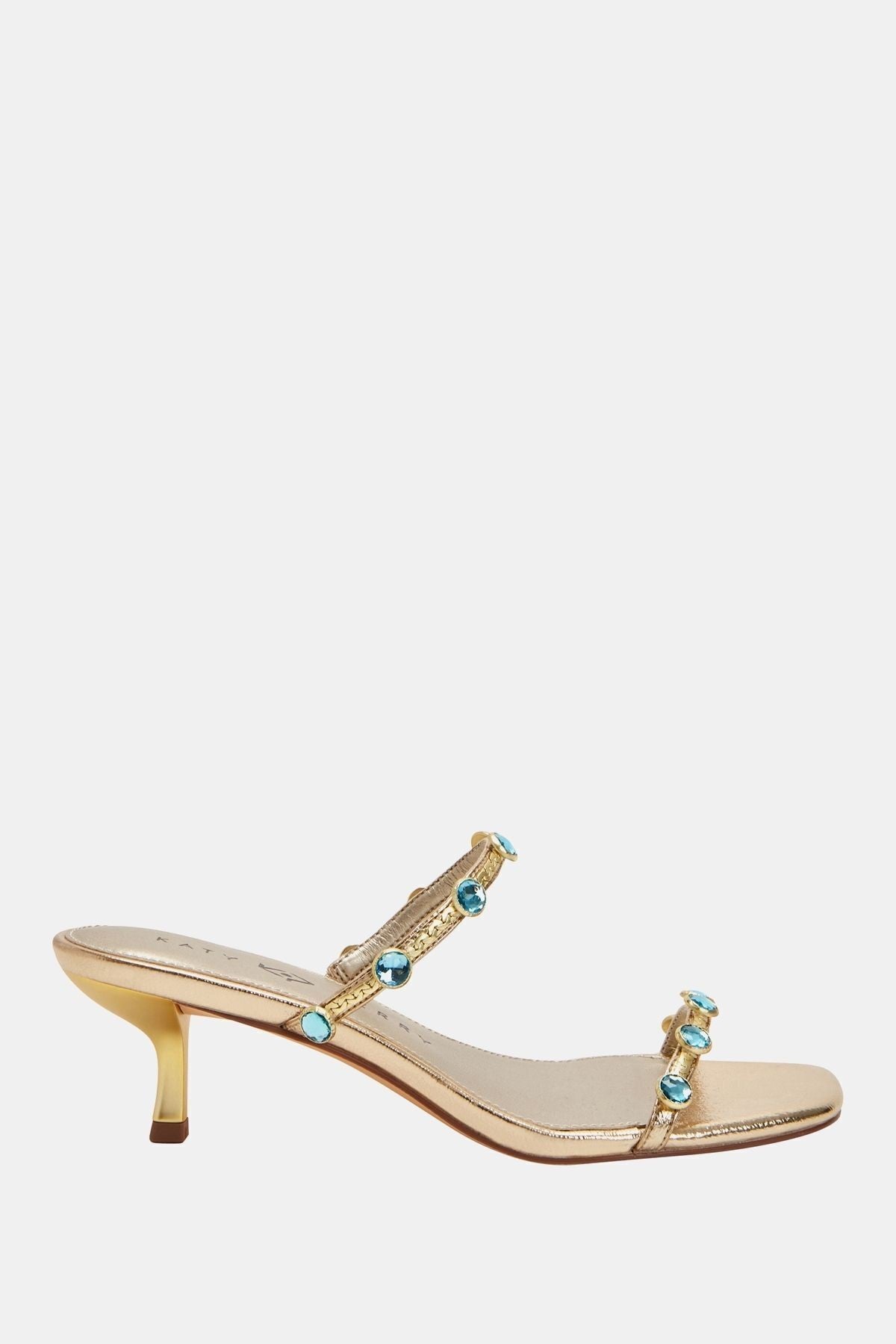 The Ladie Gemstone Kadın Altın Taşlı Topuklu Terlik