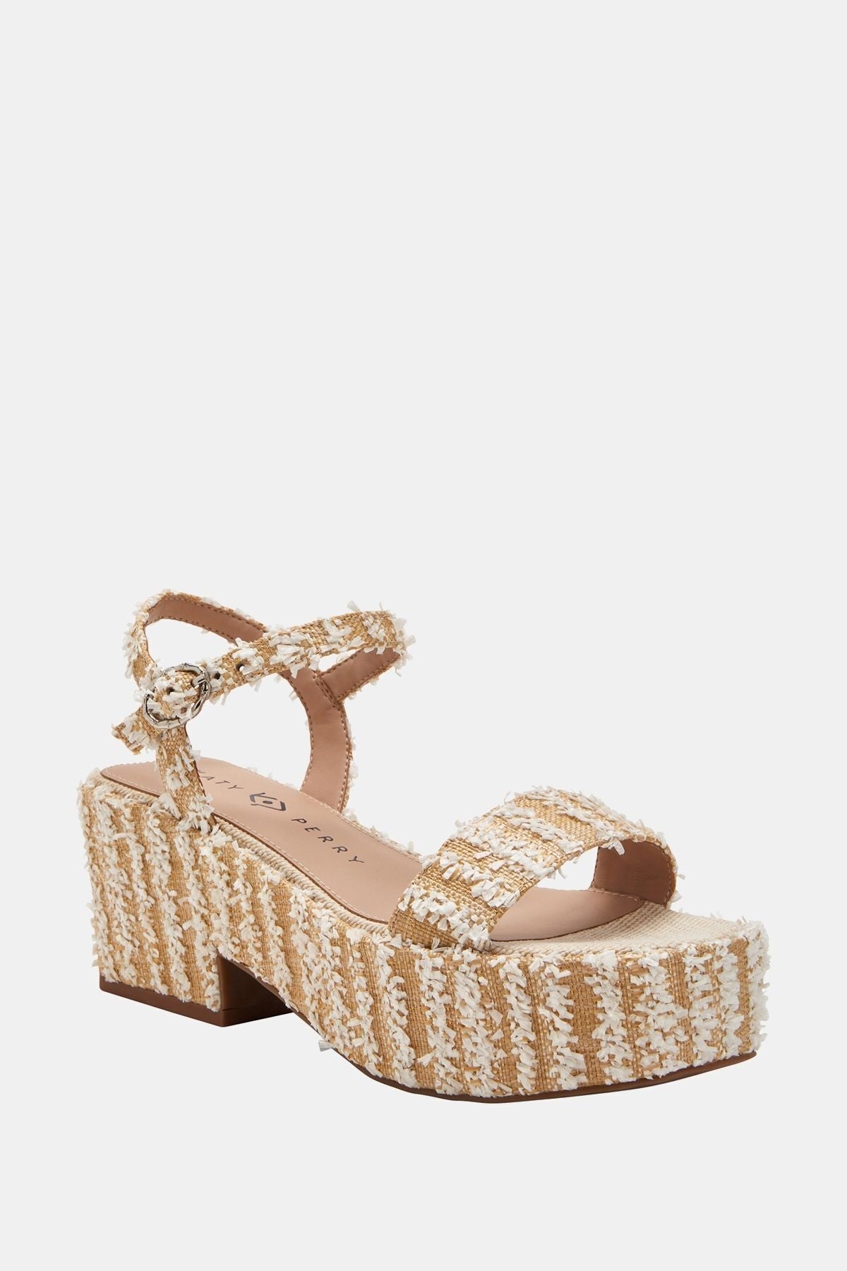 The Busy Bee Kadın Beyaz Hasır Platform Topuklu Sandalet